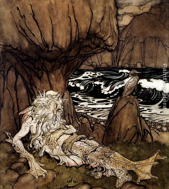 Arthur Rackham A Crowned Merman